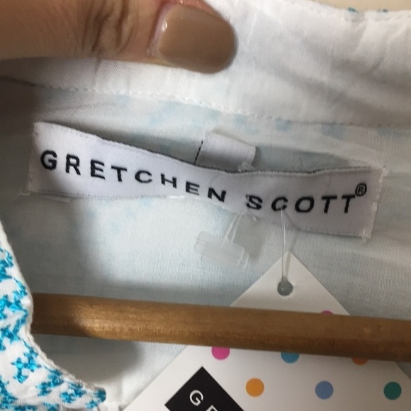 [Gretchen Scott] New White & Blue Embroidered Long Sleeve Top - Picture 4 of 10
